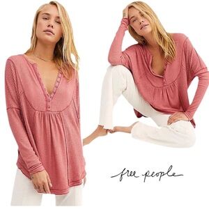 Free People We The Free Leo Henley Top in Wild Rose